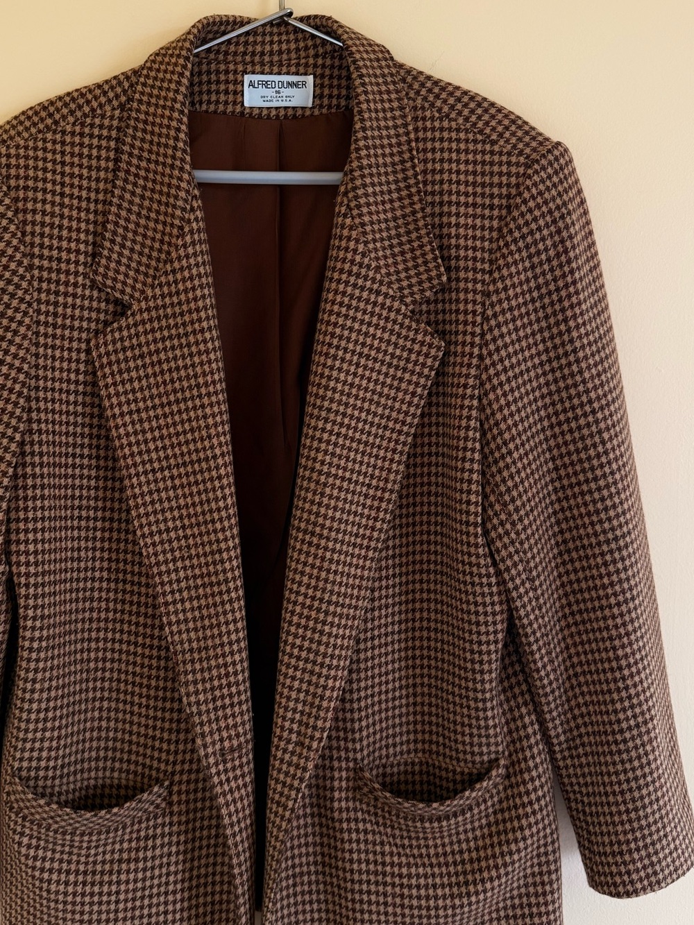 Vintage Oversized  Alfred Dunner Brown Houndstooth Blazer